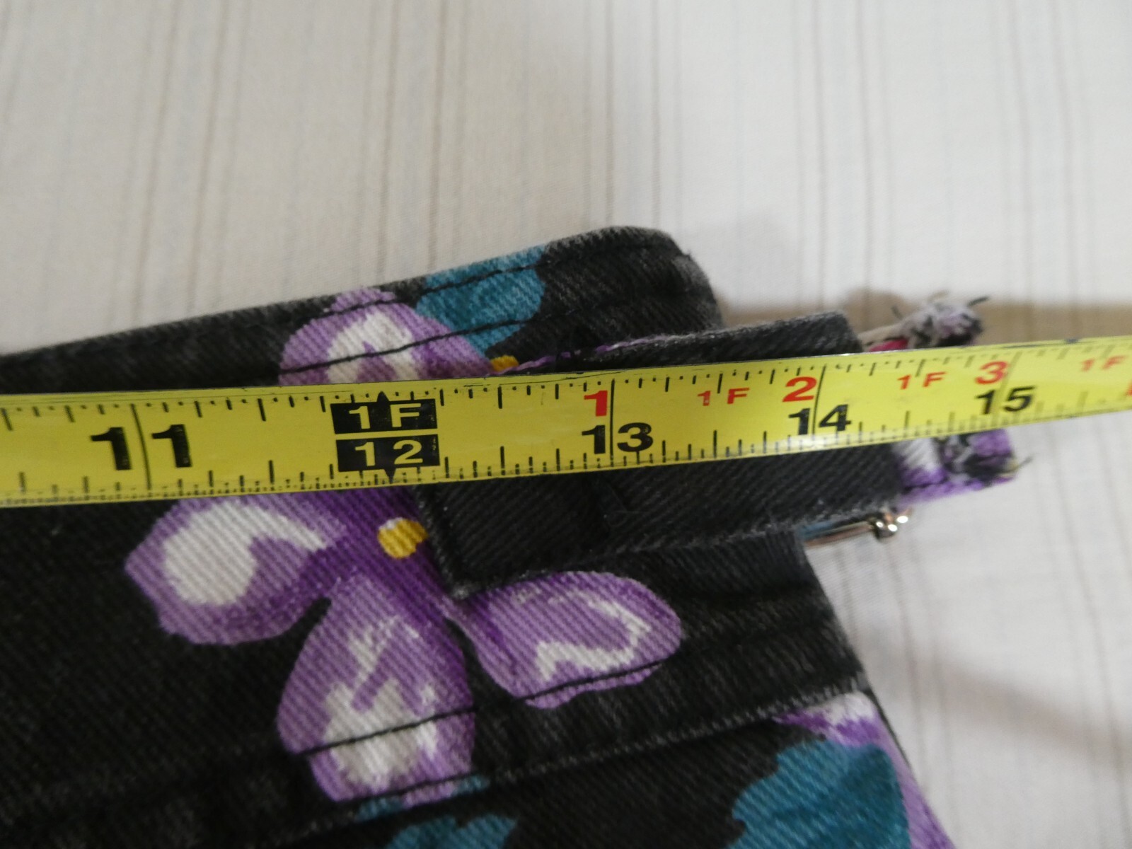 Vintage Sostanza Floral Skort Shorts Skirt Denim Size 8 NEW Black 90s Y2K L1