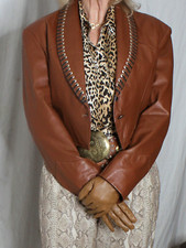 Womens Leather Jacket Brown M Pioneer Wear Vintage 70s 80s NWT Rare Cropped