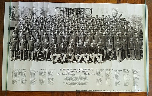 1943 Foto panoramica e nomi d'epoca seconda guerra mondiale 5° batt. antiaerea Fort Eustis VA