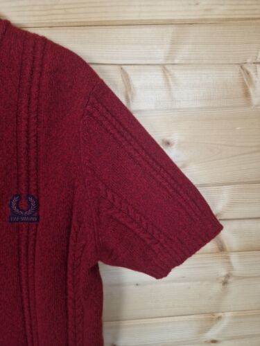 Raf Simons X Fred Perry Merino Kaschmir Zopfmuster Polo Top Pullover Gr. 40 rot - Bild 6 von 22