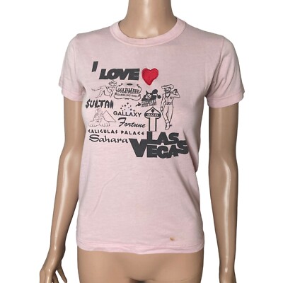 Las Vegas T-shirt Womens S Las Memorabilia Casinos Pink retro oasis goldmine