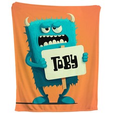 Cheeky Monster Blanket - Personalized Fleece Mink Throw, Kids Baby Gift