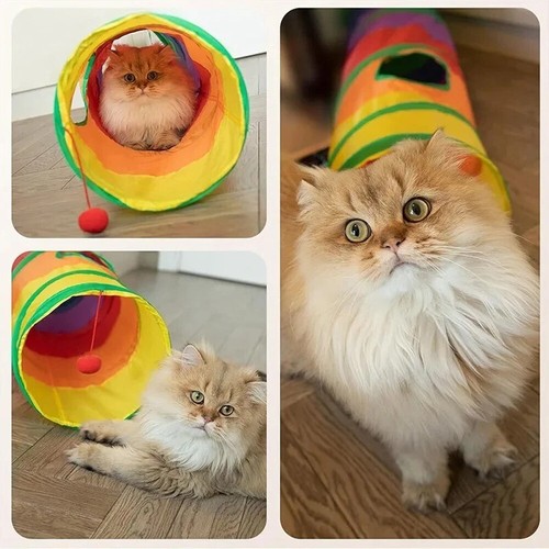 Pet Tunnel Toy Cat Rabbit Pop Up Tube Collapsible 2 Way Puppy Kitten Play NEW - Picture 3 of 20