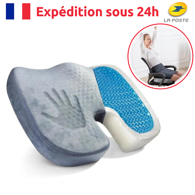 Coussin De Siège Orthopédique Ergonomique En Gel De Silice Et Mousse Mémoire - Dimensions 43x33 Cm - Fabriqué En France