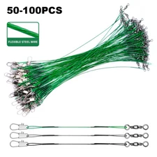100PCS Stainless Steel Fishing Wire Leader Rigs Anti-Bite Wire Leaders 15-30cm