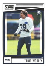 2022 Score #390 Tariq Woolen Seattle Seahawks Rookie Football Card. rookie card picture