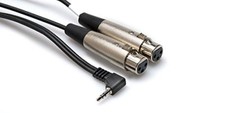 Hosa - CYX-405F - Stereo Mini Angled Male to 2 x 3-Pin XLR Female Cable - 5 ft.