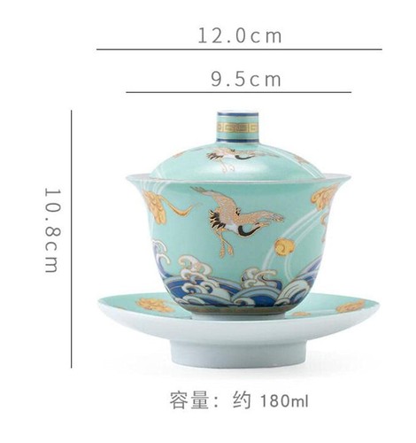 180ml Silver Ceramic Gaiwan Tea Bowl Cup Kung Fu Tea Set Handmade Tureen Tea - Picture 2 of 5