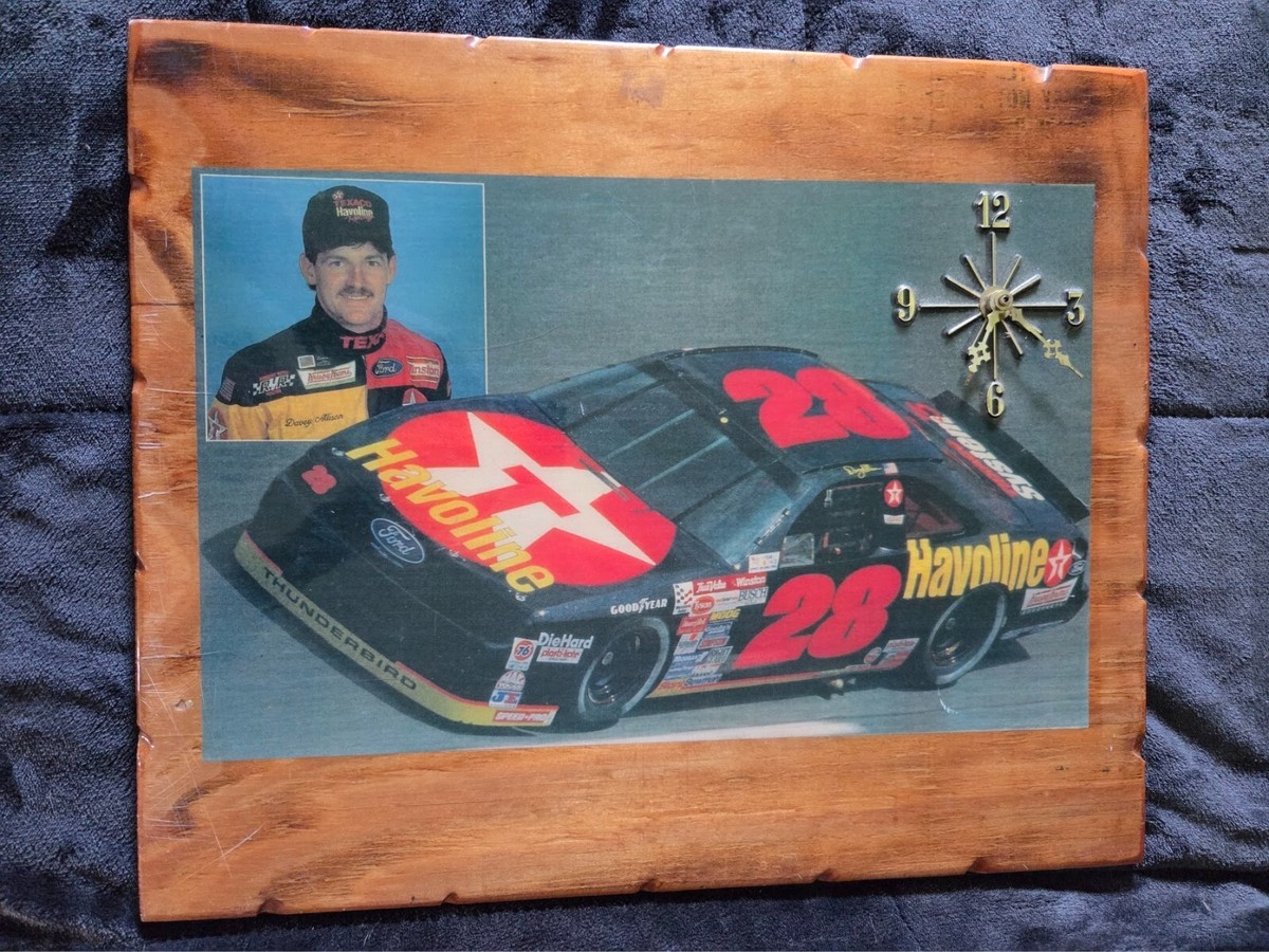 Davey Allison #28 Havoline NASCAR Wooden Wall Clock with Quartz