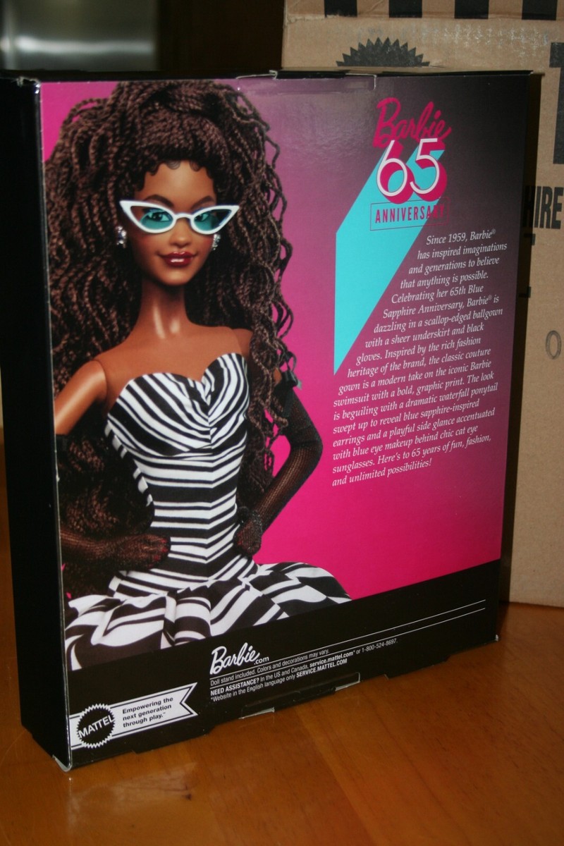 Silhouette Black And White Barbie Barbie Signature 65th Anniversary Blue  Sapphire, Blonde, Black White Dress
