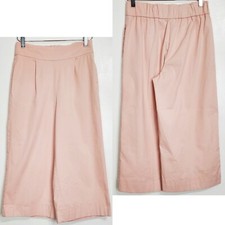 Zara S wide leg high waist pull on crop trouser pants light pink baggy pleated