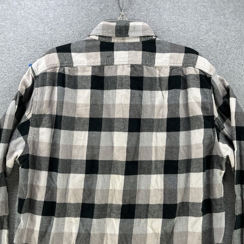 Camisa J.Crew Para Hombres Abotonada Mediana M Franela a Cuadros Calce Ajustado Negra/Blanca - Imagen 9 de 9