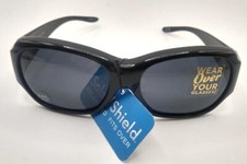 Foster Grant SOLAR SHIELD Polarized Black Sunglasses FO-038 Fits Over Glasses