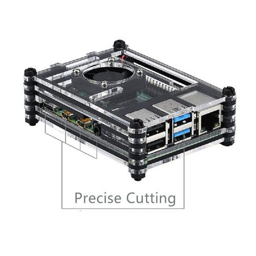 Clear 9 Layers Case with Cooling Fan Heatsink Screwdriver For Raspberry Pi 4B A - Picture 10 of 11