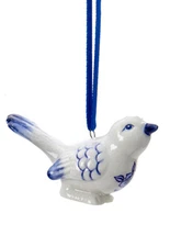 KURT S. ADLER HANDPAINTED PORCELAIN DELFT BLUE BIRD CHRISTMAS ORNAMENT STYLE B