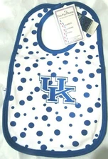 NCAA Kentucky Wildcats KU Logo on Blue Polka Dot Baby Bib Two Feet Ahead