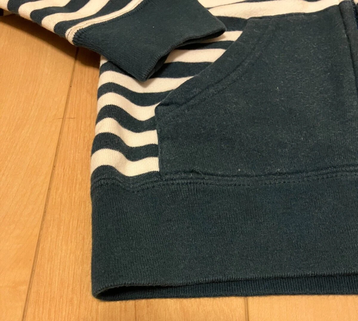 A BATHING APE (BAPE) Felpa con cappuccio manica lunga A BATHING APE BAPE KIDS full zip 100 bianca blu navy righe