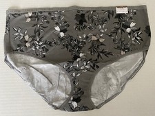 Lane Bryant Cacique Plus Size 22/24 Gray Floral Cotton High Leg Brief Panty