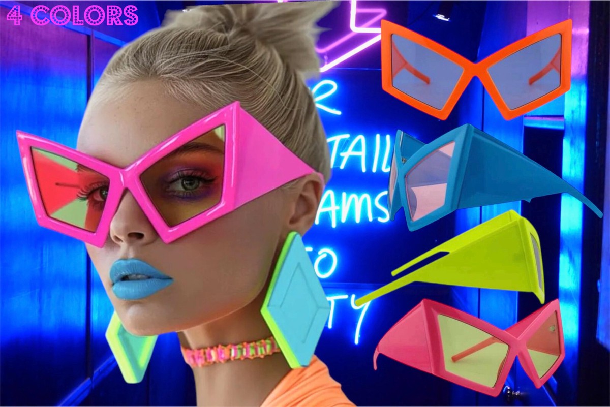 Oversized Exaggerated 80s Retro Party Club Raver Funky