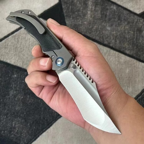 8'' New Fast Opening M390 Blade TC4 Titanium Handle Tactics Folding Knife VTF24 - Picture 4 of 9