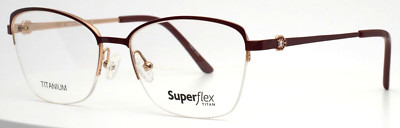 SUPERFLEX SF-1134T S106 Burgundy Rose Gold Womens Cat Eye Eyeglasses 53-17-135