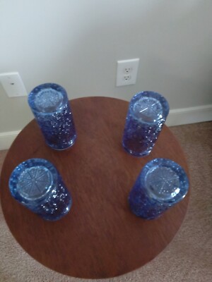 Blue Drinking Glasses Glassware Vintage Highball Tumblers Water 12 Oz Set  Of 4 | eBay