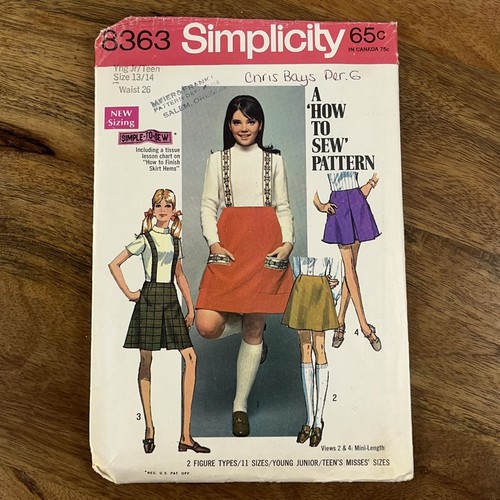 Vintage 60er Simplicity Muster 8363 Rock & Hosenträger Junior Miss Größe 13 - Bild 1 von 2
