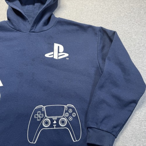 Playstation Shirt Boys 18 Navy Blue Hoodie Sweatshirt Controller Gaming Logo - Picture 3 of 8