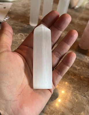 Natural Selenite Stone Tower Single Point Wand Obelisk Specimen Home Decoration