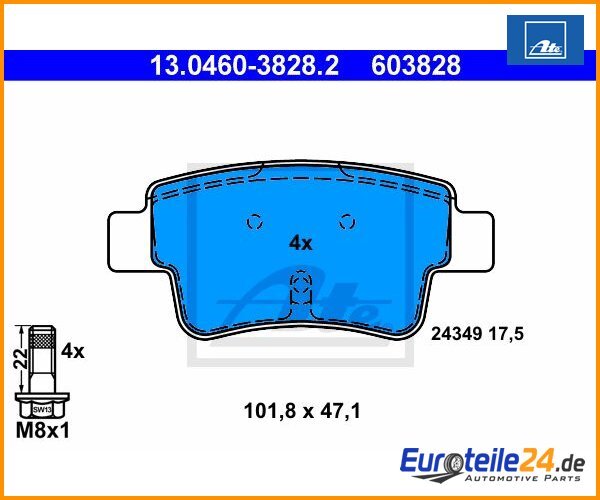 Bremsbelagsatz, Scheibenbremse Ate 13.0460-3828.2 FüR Fiat-image