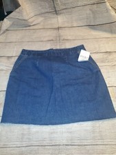 Forever 21 Size Medium Blue Denim Mini Raw Edge Fringe Hem Skirt