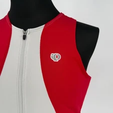Pearl Izumi Cycling Top Womens Medium Sleeveless Full Zip Red Gray Athletic