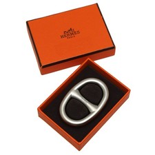 Hermès Scarf Ring Chain d'Ancre Matte Silver Used Jewelry From Japan