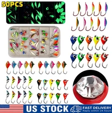 50PCS Ice Fishing Jigs Kit Ice Fishing Lures for Walleye Perch Jig Heads for Ice
