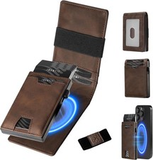 3 in 1 Magsafe Wallet Men: Slim Bifold Money Clip  Smart Pop up Card Holder - C