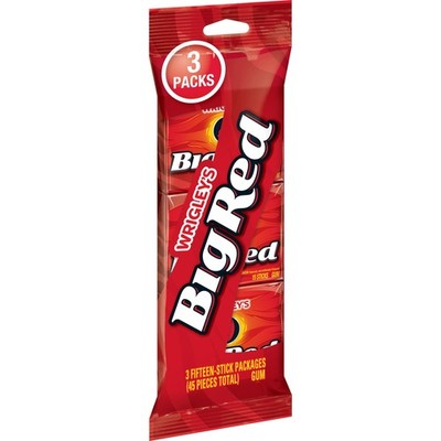 Big Red Wrigley's Cinnamon Gum, 3 Fifteen-Stick 15 Count (Pack of 3), 