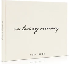 ZICOTO Beautiful Linen Funeral Guest Book for The Celebration of Life - Beige 