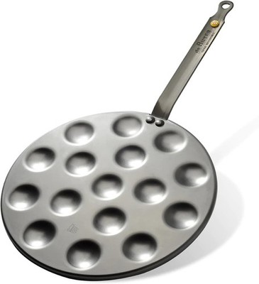 De Buyer 5612.16 Mineral B Round Aebleskiver & Poffertjes Pan, Nonstick, 10.75''