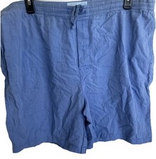 Nautica Shorts Mens L Large Blue Cotton Knit Sleepwear Button Fly FITS LIKE XL