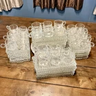 24 Sets! VTG 50s Hazel Atlas Snack Sip Smoke Ball Rib Luncheon Tray Cup CATERING
