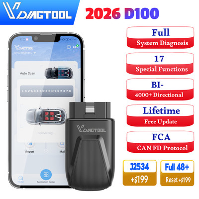 VDIAGTOOL D100 OBD2 Scanner Full System Car Diagnostic Tool Extended Reset J2534