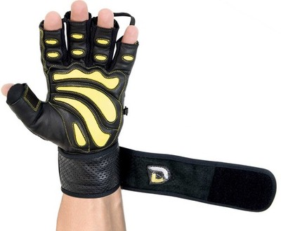 Elite Leather Gym Gloves with Built in 2 Wide Wrist Wraps Best Leather Glove ...