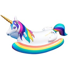Swimline Original Rainbow Unicorn Rocking Pool Float Toy Easy To Grab Handles