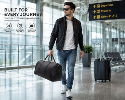 Genuine Leather Duffle Bag Travel Weekender Gym Overnight Carry On Luggage