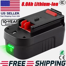 Pack 18V 8.0Ah For Black and Decker 18 Volt Lithium-Ion Battery HPB18 HPB18-OPE