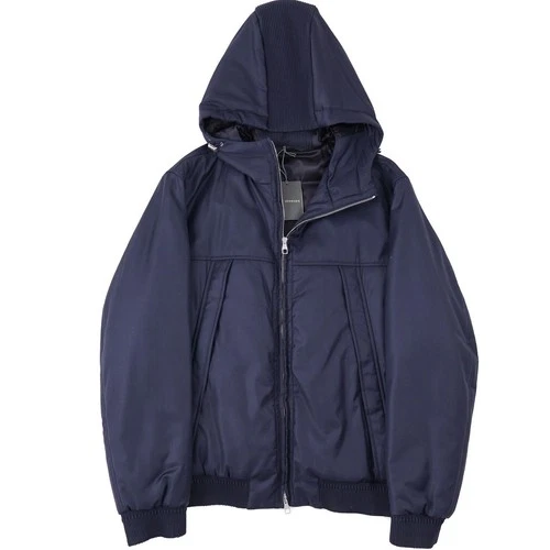 Brett Johnson Navy Blue Padded Wool Bomber Jacket with Hood XXL (Eu 56) NWT - product listing photo
