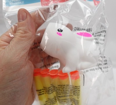 Easter Bunny Dart Shooter Pop Toy Rabbit Shoot Figure White Pink PVC 6pc Foam 3+