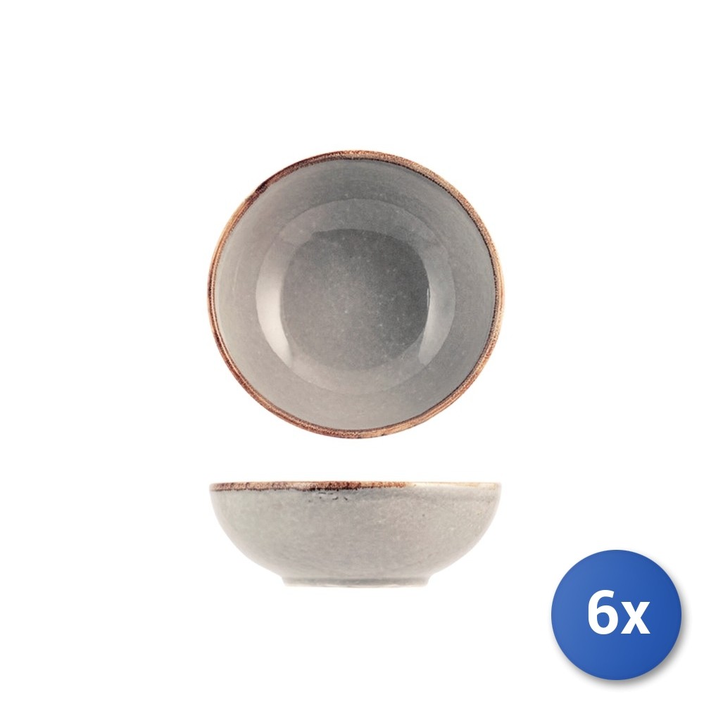 6X H&H Reactive Stoneware Bolo Bowls, Ø 17Cm, Gray