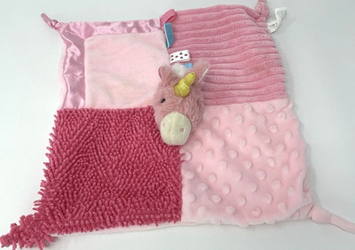 Make Believe Ideas Pink Unicorn Baby Lovey Plush Security Blanket Sensory Toy