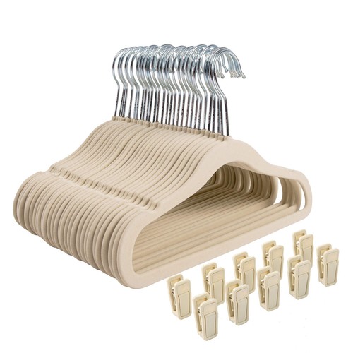 Non-Slip Clothes Hanger for Baby and Kids 30-Pack Velvet Hangers with 10 Fing...